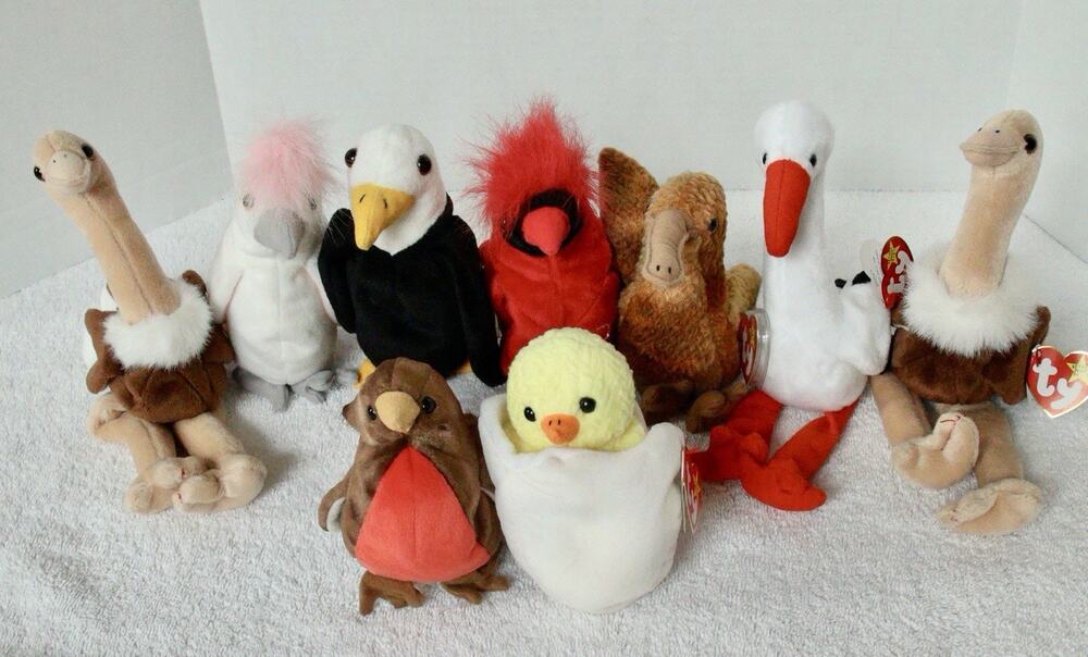Ty Beanie Babies Bird Lot of 8 Stretch Early KuKu Eggbert Mac Stilts